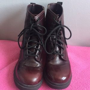 Brown combat boots